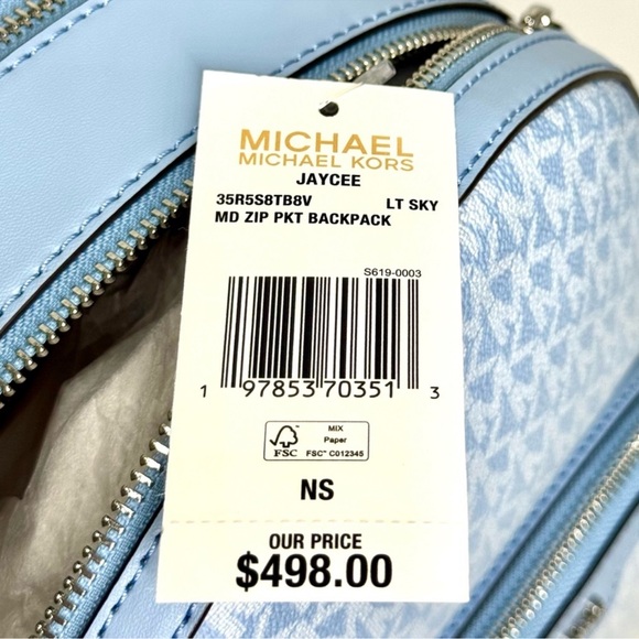 Michael Kors Jaycee Medium Ombré Signature Logo Backpack Light Sky Blue - Picture 11 of 11